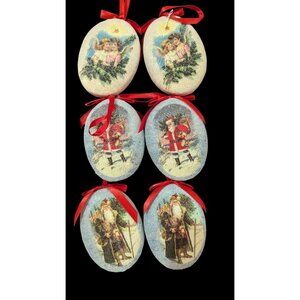 Christmas Ornaments Set Of 6 With Santa & Angels Holiday Decor